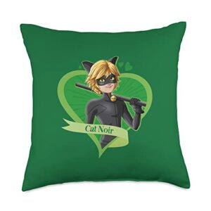 miraculous ladybug valentine's day love from cat noir throw pillow, 18x18, multicolor