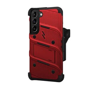 ZIZO Bolt Bundle for Galaxy S22 Case with Screen Protector Kickstand Holster Lanyard - Red