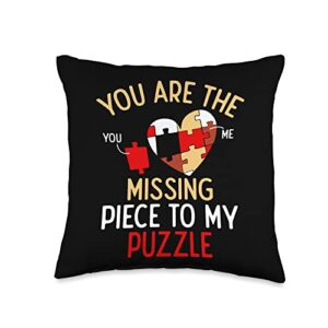 matching outfits for couples designs missing puzzle piece valentine's day couple matching throw pillow, 16x16, multicolor