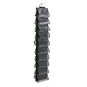 household essentials 20-pocket closet hooks hanging shoe organizer, black