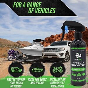 Shield Booster-Stonewall Ceramic Spray - High Gloss Armor Coating for Detailing and Incredible Shine With Microfiber Polish Cloth and Auto Sponge Applicator- Water Repelling Hydrophobic Spray