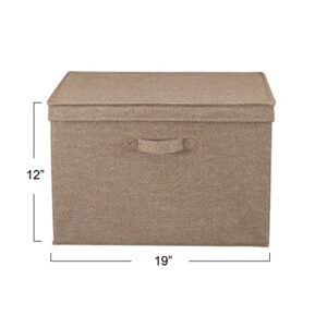 Household Essentials Wide Fabric Storage Bins with Lids, Latte, Set of 2
