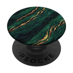 Elegant-Gold Pattern on Green Natural-Marble Background PopSockets Standard PopGrip