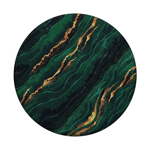 Elegant-Gold Pattern on Green Natural-Marble Background PopSockets Standard PopGrip