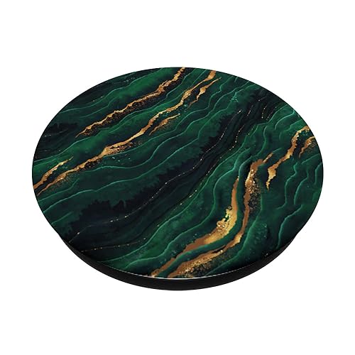 Elegant-Gold Pattern on Green Natural-Marble Background PopSockets Standard PopGrip