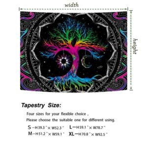 DIGHEIGG Trippy Tapestry Room Decor, Tree of Life Tapestry for Bedroom Aesthetic Moon and Sun Bohemian Boho Tapestries Wall Hanging for Room (51.2 x 59.1 inches)