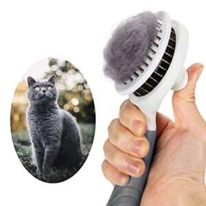 cat grooming brush, self cleaning slicker brushes for dogs cats pet grooming brush tool gently removes loose undercoat, mats tangled hair slicker brush for pet massage-self cleaning upgraded (gray)