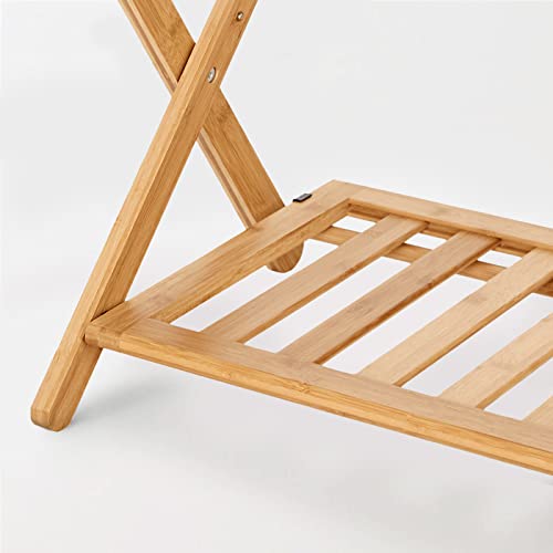 Smart FENDEE 26.77" Fully Assembled Natural Luggage Rack for Guest Room, Bamboo Wide Suitcase Stand with Storage Shelf, Folding Luggage Holder for Bedroom, Hotel