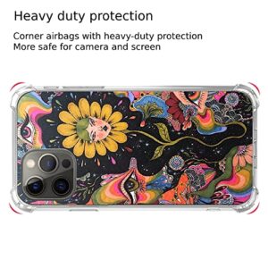 GialCenik Trippy Psychedelic Phone Case Compatible with iPhone 12/ iPhone 12 Pro, Hippie Art Flower with Eyes Cover Case for iPhone 12/ iPhone 12 Pro, Unique Trendy Design TPU Bumper Cover Case