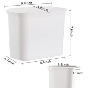 kubvici Small Kitchen Trash Can Mini Hanging Garbage Can, 1.3 Gallon 2 Pack Hanging Trash Cans Tiny Garbage Bin Container Wastebasket Waste Basket for Cabinet Door Drawers, White