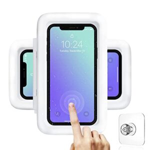 shower phone holder. 480°rotation waterproof shower phone case wall mount 6.8 inch for iphone 13 12 pro xr xs max samsung galaxy s21 all smart phone (white)