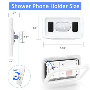 Shower Phone Holder. 480°Rotation Waterproof Shower Phone Case Wall Mount 6.8 inch for iPhone 13 12 Pro XR XS MAX Samsung Galaxy S21 All Smart Phone (White)
