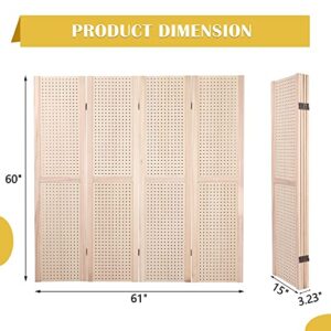 Betterhood 4 Panel Pegboard Display 5 Ft Folding Privacy Partition Room Divider Screen Wood Freestanding Display Board Organizer for Craft Show, Jewelry, Retail, Cloth…