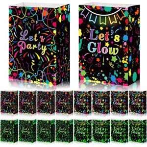 24 pieces glow in dark party gift bags glow in the dark party supplies paper glow party favor bags let's glow candy bags neon goodie bags gift wrap bags treat bags for birthday party favor decoration