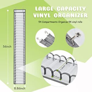 VICNOVA Vinyl Roll Holder, 54 Compartments Hanging Vinyl Storage Organizer Wall Mount Craft Organizers and Storage Foldable Vinyl Roll Storage Plastic Bag Holder Rack for Craft Room (54 Compartments)