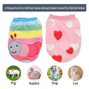 TEHAUX 2 Pieces Soft Pet Costume Rabbit Bunny Pet Clothes Warm Fleece Pet Apparel Comfortable Small Pet Vest Clothing for Small Animals Ferret Chihuahua Puppy Kitten