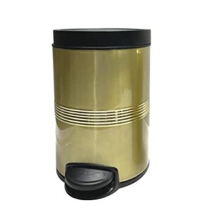 nu steel stainless steel step garbage trash can with lid: 5 liter/1.32 gal for the kitchen, bathroom, bedroom, patio, rv – gold finish