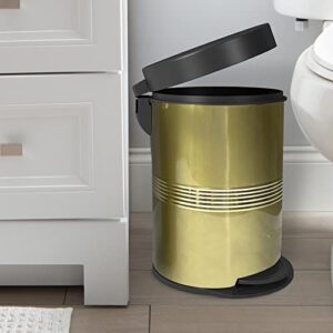 nu steel Stainless Steel Step Garbage Trash Can with Lid: 5 Liter/1.32 gal for The Kitchen, Bathroom, Bedroom, Patio, RV – Gold Finish