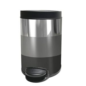nu steel stainless steel step garbage trash can with lid: 5 liter/1.32 gal for the kitchen, bathroom, bedroom, patio, rv – 3 tone finish
