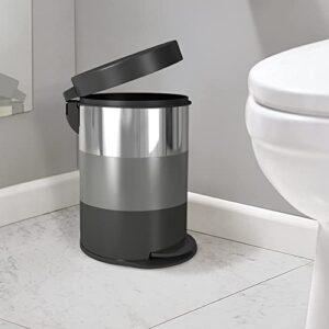 nu steel Stainless Steel Step Garbage Trash Can with Lid: 5 Liter/1.32 gal for The Kitchen, Bathroom, Bedroom, Patio, RV – 3 Tone Finish