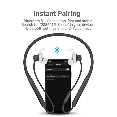 233621 Sense Wireless Earphones with Heart Rate Monitoring Bluetooth Earbuds CVC Noise Reduction Stereo Headphones IPX5 Waterproof in-Ear Headphones for Sport/Workout/Gym/Running(Black)