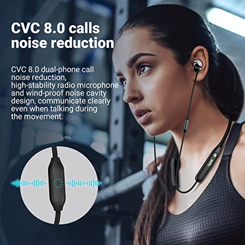 233621 Sense Wireless Earphones with Heart Rate Monitoring Bluetooth Earbuds CVC Noise Reduction Stereo Headphones IPX5 Waterproof in-Ear Headphones for Sport/Workout/Gym/Running(Black)