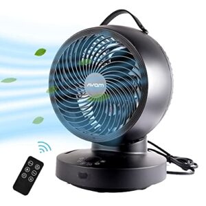 kapoo table air circulator fan, blade 8", 6 speeds 4 wind modes, with remote control, horizontal vertical oscillating, indoor circulator fan for whole room temperature equilibrium, b13,black,gs-xxg037