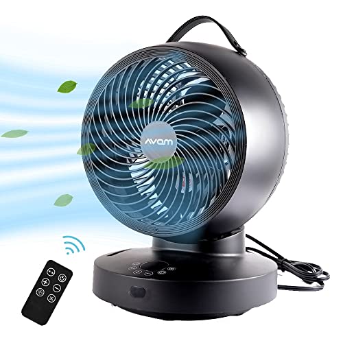 Kapoo Table Air Circulator Fan, Blade 8", 6 Speeds 4 Wind Modes, With Remote Control, Horizontal Vertical Oscillating, Indoor Circulator Fan for Whole Room Temperature Equilibrium, b13,Black,GS-XXG037