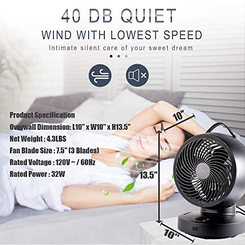 Kapoo Air Circulator Fan Table Fan, Blade 8", 6 Speeds 4 Wind Modes, Indoor Circulator Fan for Whole Room Temperature Equilibrium, Replace Floor Table Tower Fan with Remote b07, Black (GS-XXG037)