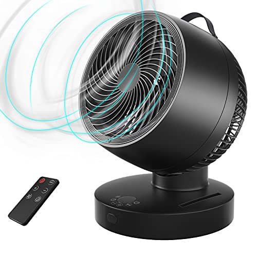 Kapoo Air Circulator Fan Table Fan, Blade 8", 6 Speeds 4 Wind Modes, Indoor Circulator Fan for Whole Room Temperature Equilibrium, Replace Floor Table Tower Fan with Remote b17,Black,GS-XXG037