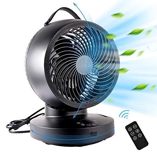 Kapoo Air Circulator Fan Table Fan, Blade 8", 6 Speeds 4 Wind Modes, Indoor Circulator Fan for Whole Room Temperature Equilibrium, Replace Floor Table Tower Fan with Remote b17,Black,GS-XXG037