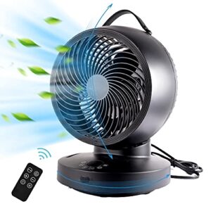 kapoo table air circulator fan,blade 8",6 speeds 4 wind modes,with remote control,horizontal vertical oscillating,indoor circulator fan for whole room temperature equilibrium,black,middle,gs-xxg037