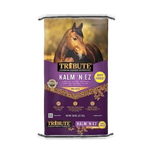 tribute soy-free kalm 'n ez pellet for horses, 50 lb bag