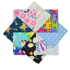 50 pcs 2.5-Inch' Mini Charm Pack, Die Cut Quilting Squares, 100% Cotton for Quilting, Fabric Bundle (I Spy Girls)