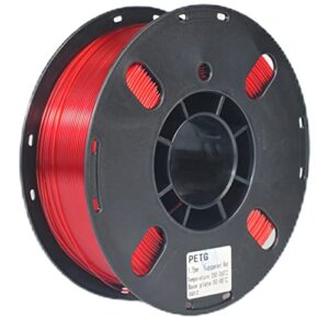 ranki petg filament 1.75mm 3d printer filament, dimensional accuracy +/- 0.03 mm, 1kg spool (transparent red)