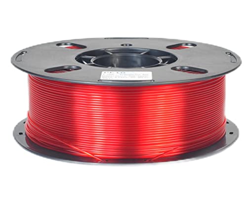 RANKI PETG Filament 1.75mm 3D Printer Filament, Dimensional Accuracy +/- 0.03 mm, 1kg Spool (Transparent red)