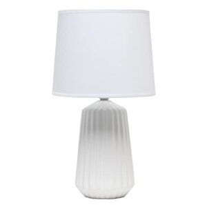 simple designs ‎lt1119-off pleated english ceramic base bedside table lamp, off white