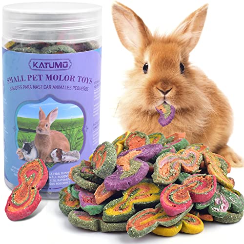 KATUMO Rabbit Chew Toys, 150g Timothy Grass Treats Small Animal Molar Toys for Guinea Pig Hamster Bunny Chinchilla Gerbil