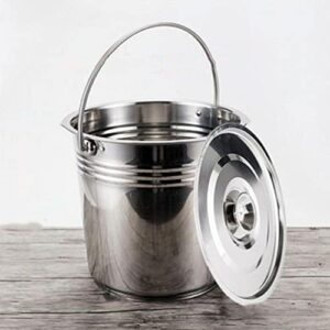 Yardwe Compost Bin Stainless Steel Compost Bucket Kitchen Countertop Odorless Compost Pail with Lid Food Waste Container with Carrying Handle for Outdoor Indoor Silver