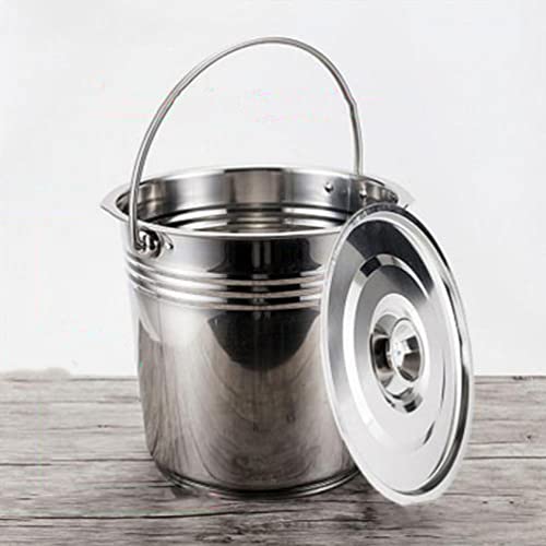 Yardwe Compost Bin Stainless Steel Compost Bucket Kitchen Countertop Odorless Compost Pail with Lid Food Waste Container with Carrying Handle for Outdoor Indoor Silver