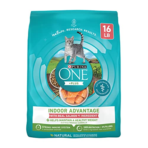 Purina ONE Natural Low Fat, Indoor Dry Weight Control High Protein Cat Food Plus Indoor Advantage with Real Salmon - 16 lb. Bag