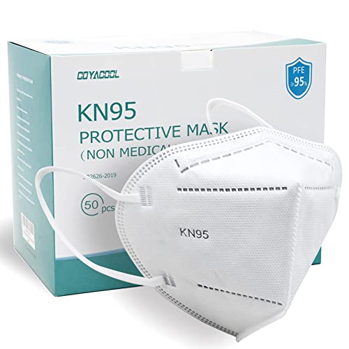 COYACOOL KN95 Mask 20Pcs Face Mask, Individually Packaged 5-Ply Breathable & Comfortable Safety Disposable Face Masks, Filter Efficiency≥95% Protection Against PM2.5,Dust Cup Dust Mask, White