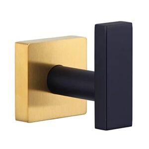 aplusee towel hook matte black and gold, sus 304 stainless steel chic square coat holder, multipurpose hanger for bathroom toilet kitchen home, storage organizer