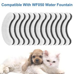 Replacement Premium Water Filter for NPET WF050 Transparent Water Fountain, Arc-Shaped, Washable Pet Fountain Filters with Triple Filtration System, 12 Pack