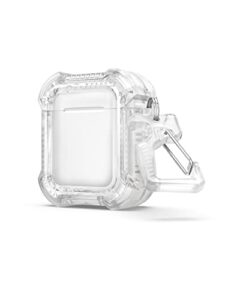dexnor compatible with airpods 1&2 case, clear hard 2-peice airpods 1st(2016) & airpods 2nd(2019) generation case with keychain clip for boys girls women men[led visible support wireless charging]