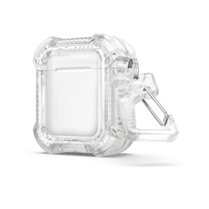 Dexnor Compatible with Airpods 1&2 Case, Clear Hard 2-Peice AirPods 1st(2016) & AirPods 2nd(2019) Generation Case with Keychain Clip for Boys Girls Women Men[LED Visible Support Wireless Charging]