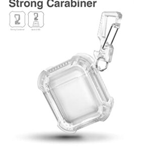 Dexnor Compatible with Airpods 1&2 Case, Clear Hard 2-Peice AirPods 1st(2016) & AirPods 2nd(2019) Generation Case with Keychain Clip for Boys Girls Women Men[LED Visible Support Wireless Charging]