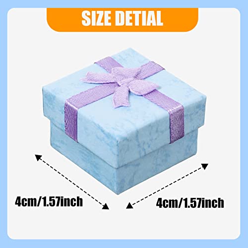 24 Pack Jewelry Gift Boxes Jewelry Box Gift Cases Cotton Filled Cardboard Paper Jewelry Box Bracelets Bangle Necklace Gift Case with Ribbon Bow for Birthday Wedding (1.6 x 1.6 Inches), 12 Color