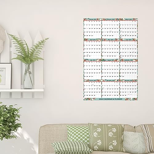 2024 Wall Calendar - Yearly Wall Calendar 2024, January 2024 - December 2024, 22.4" x 34.6", Year Calendar 2024 with Julian Date, Paper Folded Wall Calendar, Large Wall Calendar with 12 Months One Page, Vertical