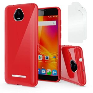 jioeuinly case compatible for schok volt sv55 phone case schok sv55216 case cover [with tempered glass screen protector] red